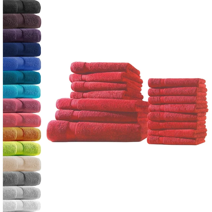 1x Badetuch + 2X Duschtuch + 4X Handtuch + 8X Gästetuch | Rot | 100% Baumwolle Frottier | Oeko-TEX® Standard 100 | Premium Qualität 500 g/m² – Bild 1
