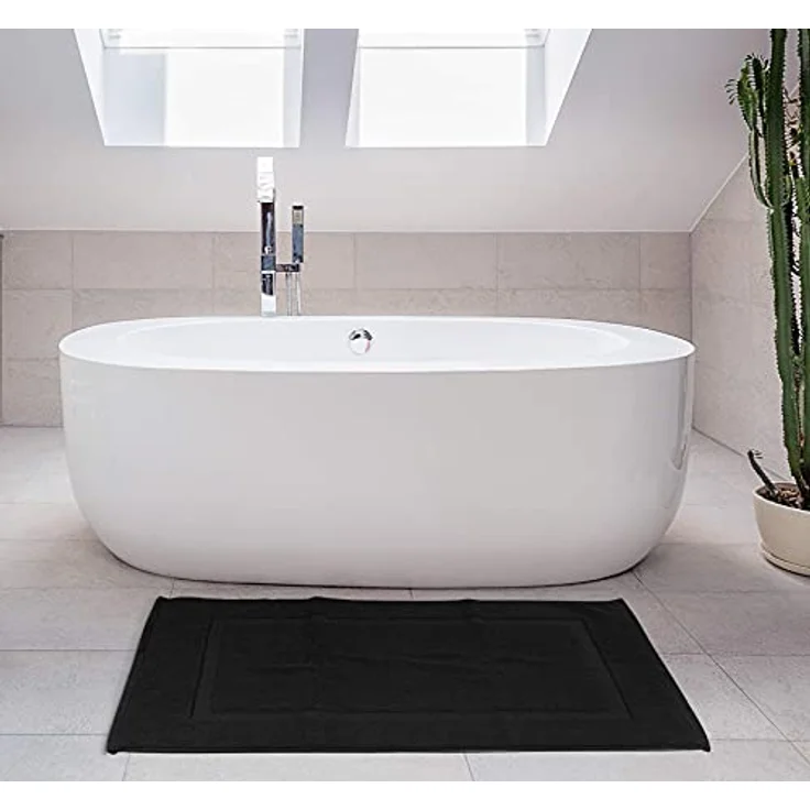 Utopia Towels Badteppich, Baumwolle, kein Badezimmerteppich, 53,3x86,4 cm, 100% ringgesponnene Baumwolle, sehr saugfähig und maschinenwaschbar, Schwarz, 2 Stück – Bild 9