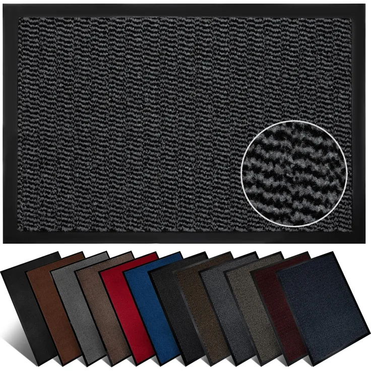 Furni24 Fußmatte - Grau-Schwarz, 40 x 60 cm