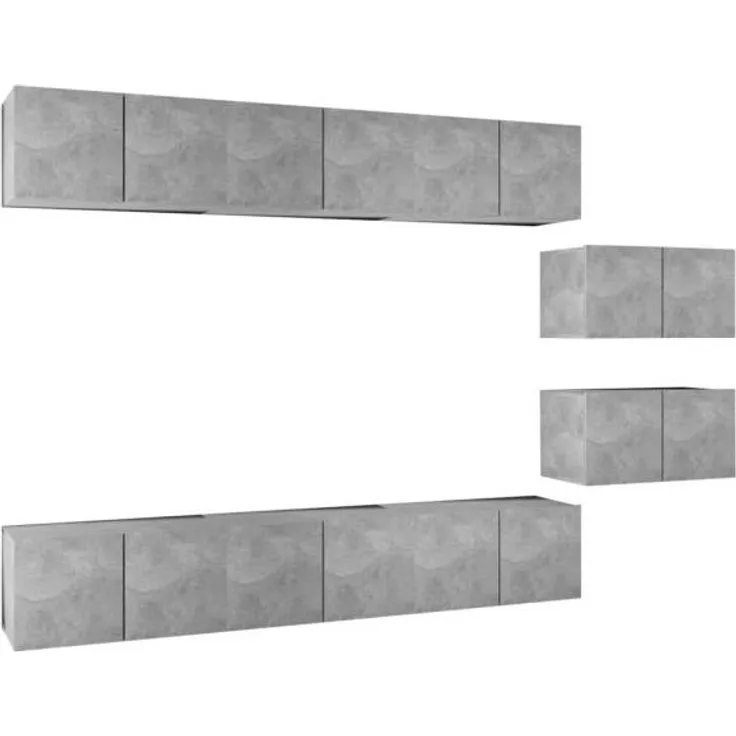 vidaXL TV-Schränke 8 Stk. Betongrau Holzwerkstoff 3079147