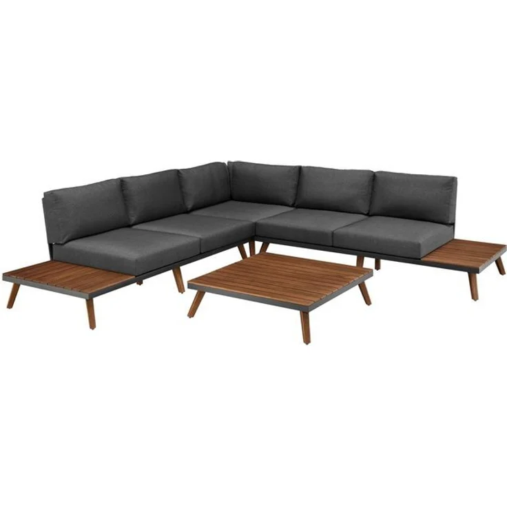 MERXX Gartenlounge-Set Athen, (15-tlg, 1x Eckbank, 1x Tisch 95x95 cm, inkl. Sitz- und Rückenkissen), Aluminiumgestell mit Akazienholz, FSC 100%, Unser Dauertiefpreis – Bild 4
