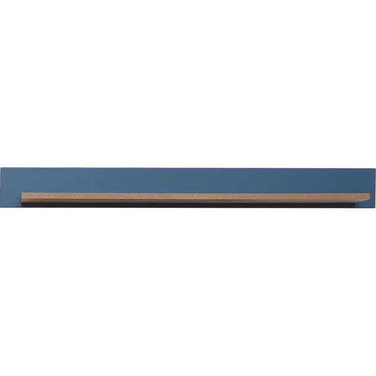 DIJON Wandboard in Parisian Blue, Haveleiche Cognac Optik - Hochwertiges und vielseitig einsetzbares Wandregal - 147 x 16 x 22 cm (B/H/T)