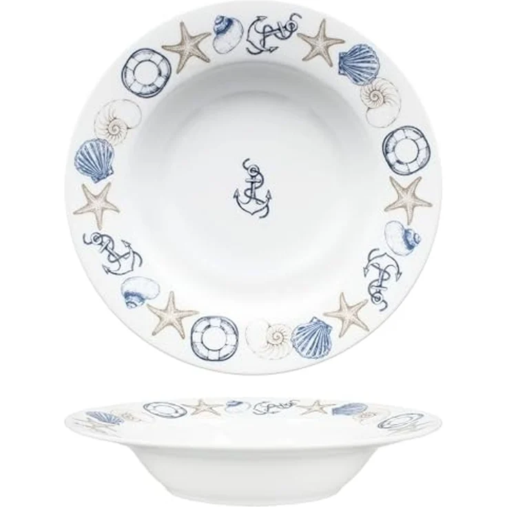MamboCat Suppenteller 6x Neptun Suppenteller Porzellan tiefe Teller Pasta maritim Anker – Bild 4