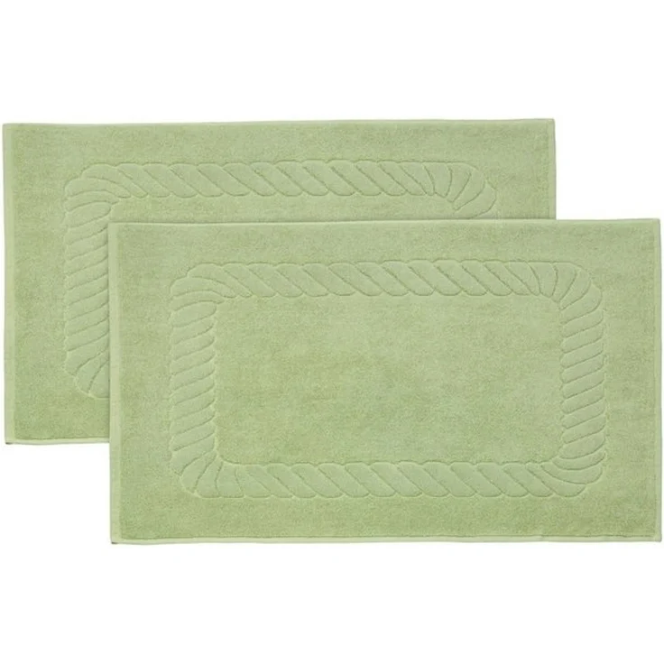 ZOLLNER 2er Set Badematten - weiche und saugstarke Duschvorleger - waschbar bis 95°C - Baumwolle - 50x70 cm in lindgrün – Bild 4