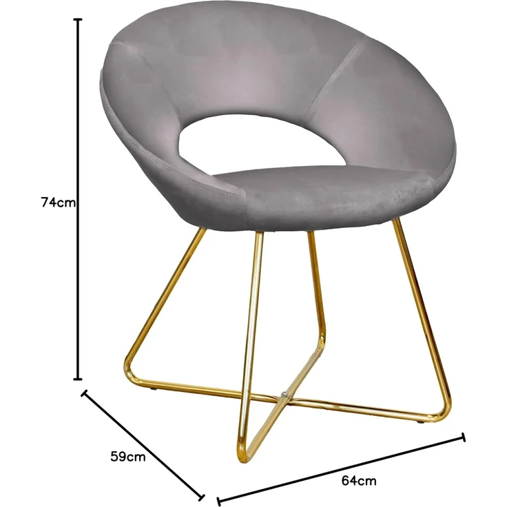 GARDENIA Vellutino Rundsessel London Grau, 65 x 59 x 74 cm – Bild 2