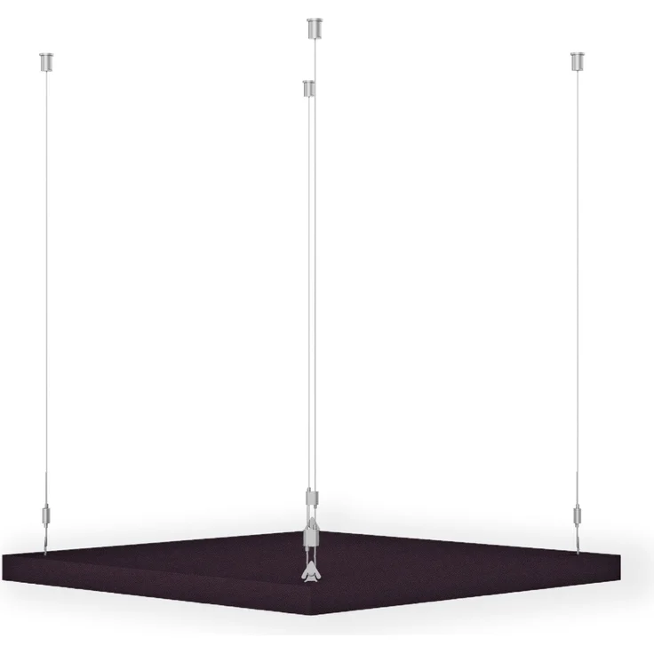 Rheinland Möbel FocusWall DAQ1010 – Quadratischer Akustik-Deckenabsorber 100×100 cm in Stofffarbe Tarot inkl. Chrom-Stahlseilen - Made in Germany - Klasse A, Stoffbezug, schwer entflammbar – Bild 3