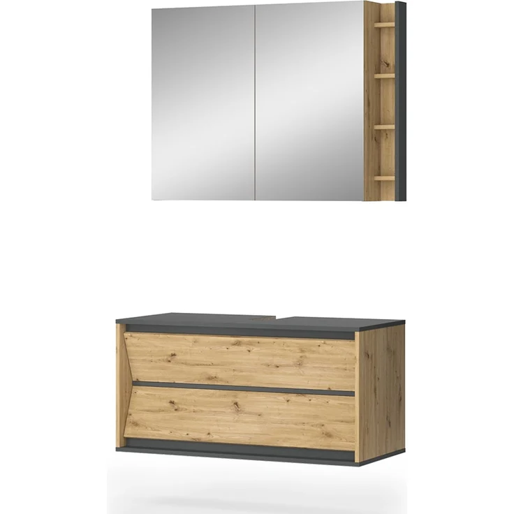Badmöbel-Set Edelin Anthrazit/Artisan-Eiche 2-teilig Vicco – Bild 1