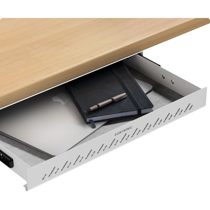 Schubladen-Organizer unter dem Schreibtisch, 41 x 27 x 5 cm, Hochwertiger Stahl, Ausziehbarer Platzsparer Weiß – Bild 1