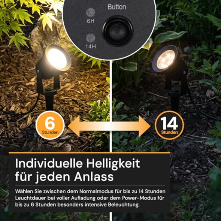 LUXULA Solar LED-Gartenleuchten Set, 5W, 3000K, 200lm, warmweiß, IP54, schwarz, 4 Stück – Bild 5