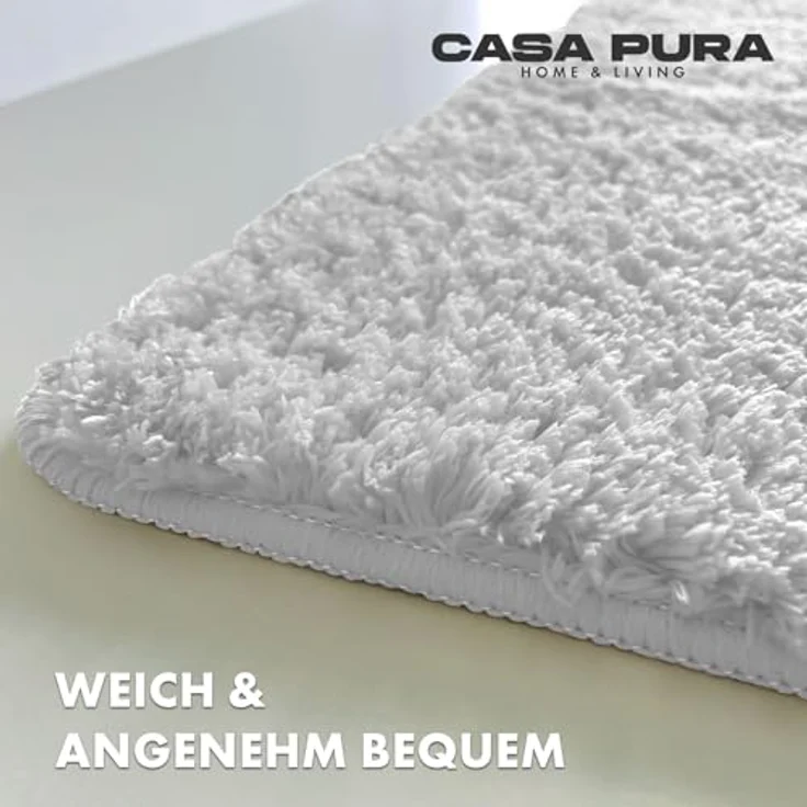 casa pura Badematte Sky Soft, weiß, weicher rutschfester Badezimmerteppich, 70 x 120 cm, waschbar, ÖKO-TEX 100 zertifiziert – Bild 3