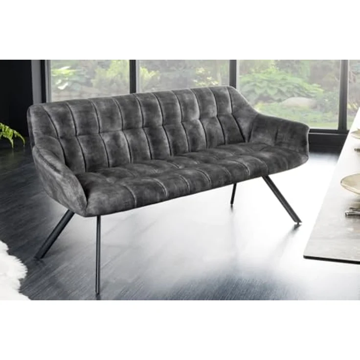 riess-ambiente Sitzbank PAPILLON 165cm grau / schwarz (Einzelartikel, 1-St), Esszimmer · Samt · Metall · mit Rückenlehne · Flur · Schlafzimmer – Bild 2