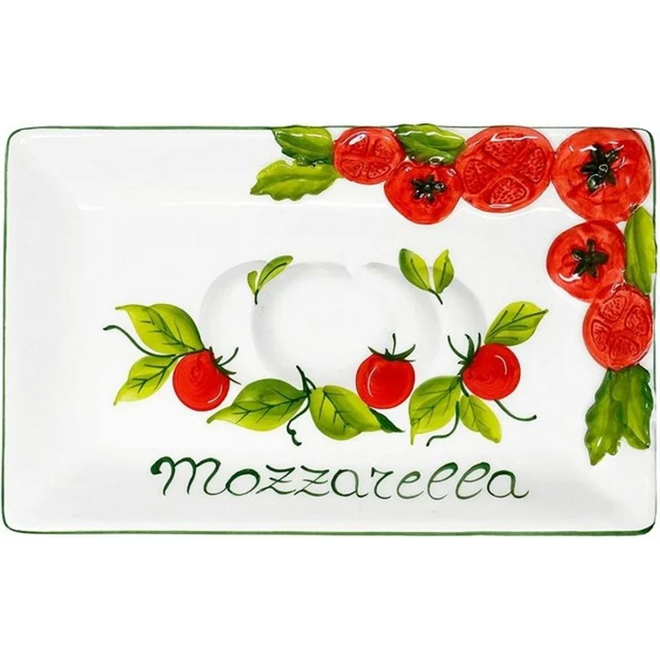 Lashuma Servierplatte Tomate Mozzarella, Keramik, (1-tlg, 26x16 cm), Servierteller rechteckig handbemalt Made in Italy – Bild 4