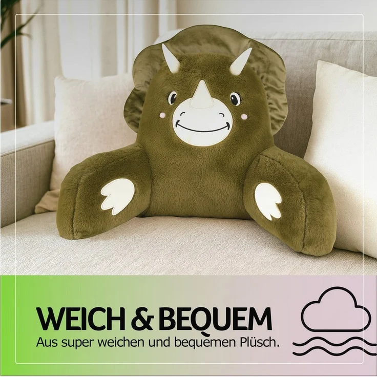 Bestlivings Sitzkissen für das Bett mit Armlehnen 66x37x48cm, Rückenstützfunktion, 100% Polyester, kuschelweich, formstabil – Bild 3