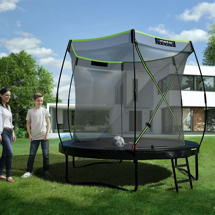 KINETIC SPORTS Premium Outdoor Trampolin 'Ultimate Pro' für Kinder und Erwachsene, AirMAXX Sprungtuch, mit Leiter, Fieberglas, bis zu 160 kg, Kürbis-Design, Ø 244 cm – Bild 2