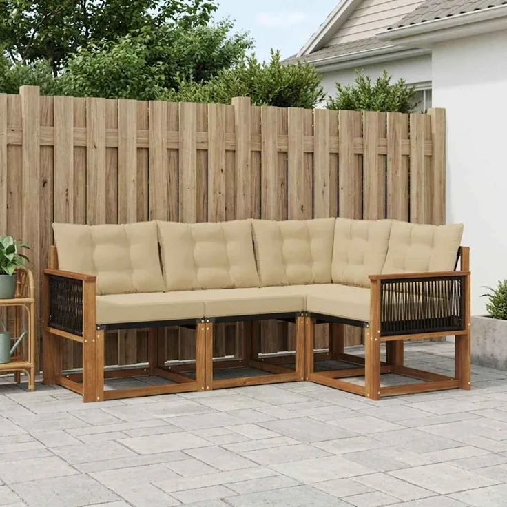 vidaXL Outdoor-Sofagarnitur 4 stk. 4-Sitzer Natur und Beige 3381921