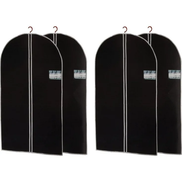 HAC24 Kleidersack Kleiderhülle Schutzhülle Kleidersack Aufbewahrungs Hülle Vliesstoff (Set, 4 St, 150 x 60 cm) mit Reißverschluss & Sichtfenster
