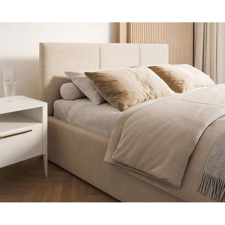 thematys Polsterbett mit Bettkasten & Lattenrost – Stauraumbett Cord 90x200cm, mit 23 cm Taschenfederkern-Matratze H2, Creme, Art.-Nr. S05EG0T87SQ – Bild 4