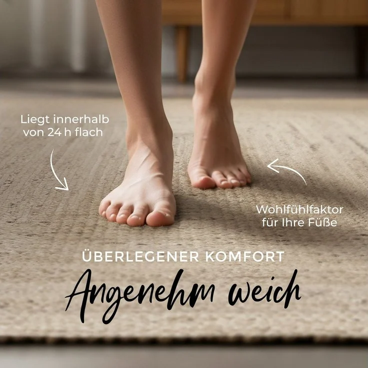 carpetfine Teppich Nele Juteteppich Naturfaser, rechteckig, Höhe: 6 mm, geflochtener Wendeteppich aus 100% Jute, quadratisch und als Läufer – Bild 3