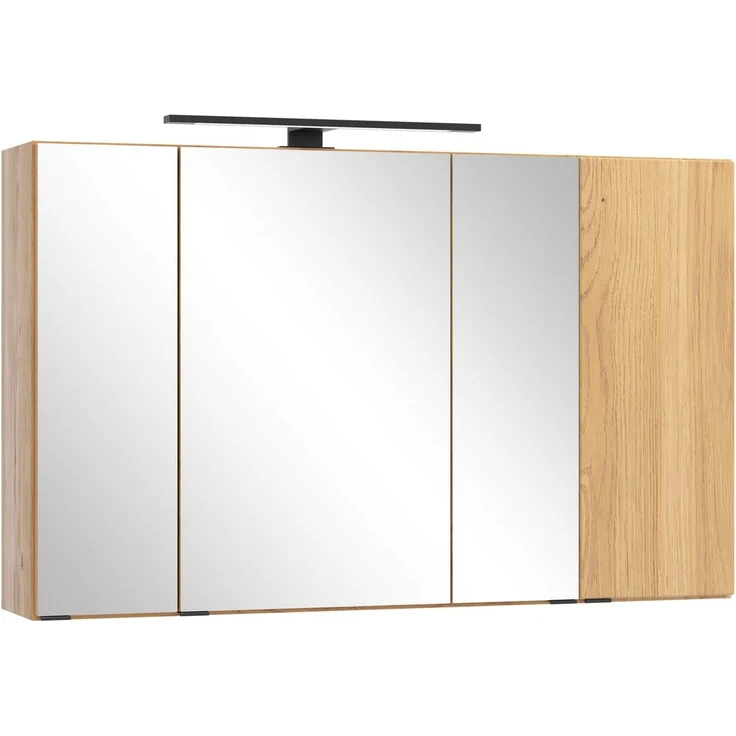 welltime Spiegelschrank MAILAND, gedämpfte Scharniere, LED-Aufbauleuchte (Maße (B/H/T): ca. 105/64/20 cm) Wildeiche, LED-Aufbauleuchte, gedämpfte Scharniere – Bild 3