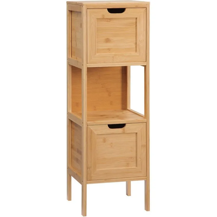 Kleankin Badkommode Aufbewahrungsschrank mit Kippschutz aus Bambus (Badschrank, 1 St, Badezimmerschrank), Naturholz, 30 x 30 x 90 cm