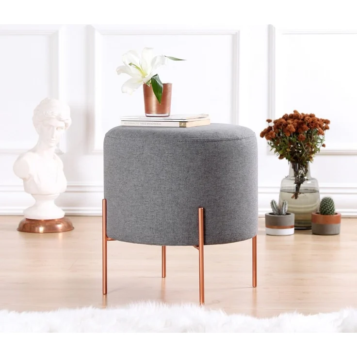 Hanah Home 'Copper 51 - Grey' Pouffe, Grau, 40 x 42 x 40 cm – Bild 1