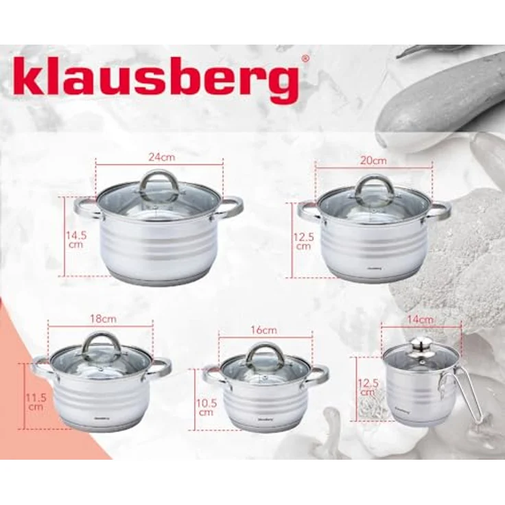 Klausberg Klausberg Stahltöpfe 10 Elemente 1,7l, 2,1l, 2,9l, 3,9l, 6,6l KB7696 – Bild 7