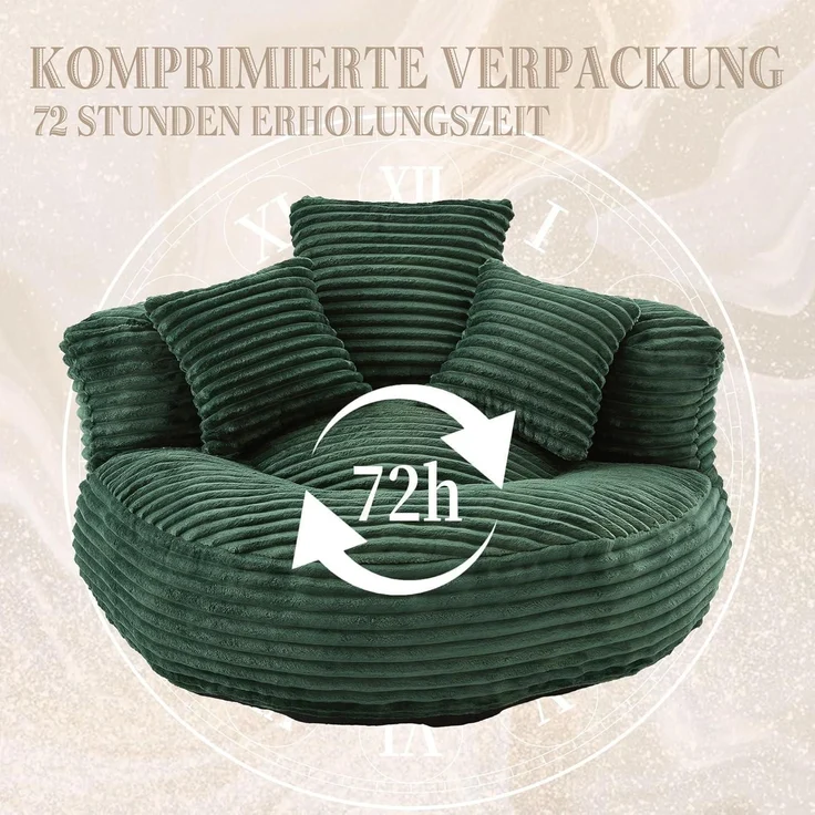 Couch Boneless Lounger Sitzsack Gaming Cord Indoor Outdoor Smaragd – Bild 9