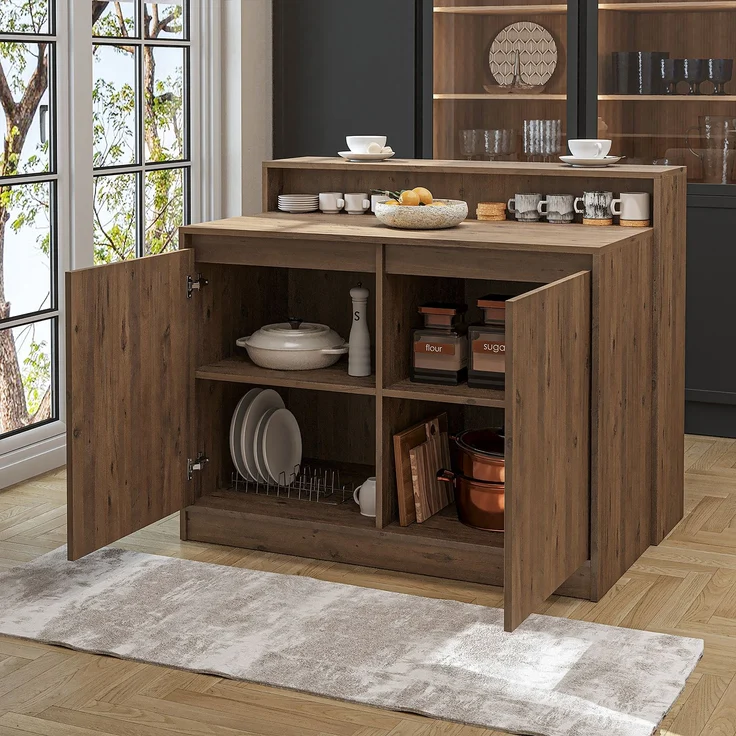 Roomart Kücheninsel CORTADO – Bartisch & Küchentisch mit Stauraum – 120×100×80 cm – Modernes Design • Eiche – Bild 4