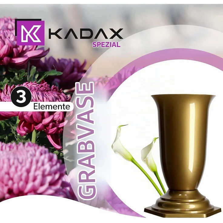 KADAX Vase, Fläschchen für Friedhofsgrab, goldener Grabstein, 29 cm – Bild 2
