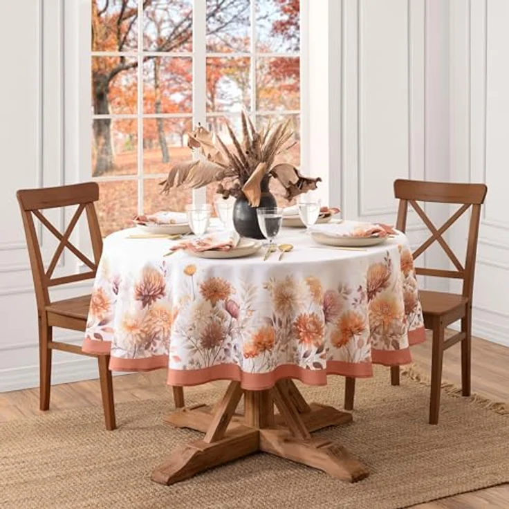 Elrene Home Fashions Ovale Tischdecke, Herbstblüten, Herbst/Ernte/Erntedankfest, 152,4x213,4 cm – Bild 2