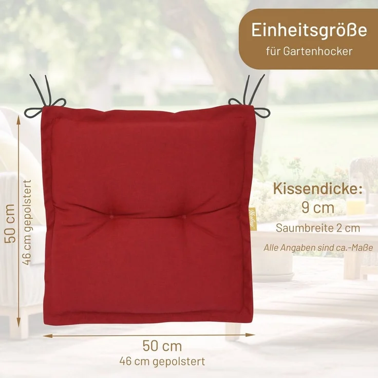 Herlag Hockerauflage Ava, SunGuard - extra dicke Sitzauflage, Rot – Bild 3