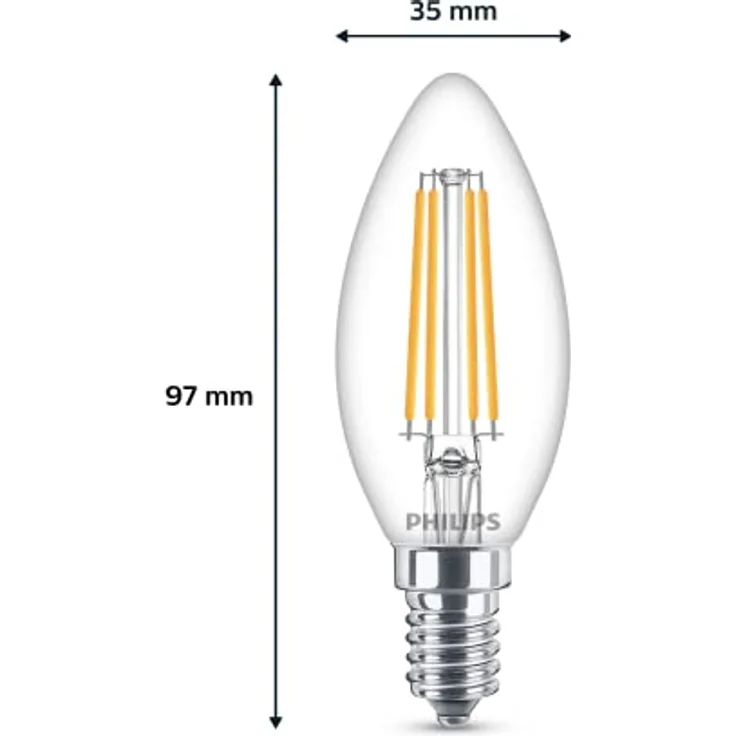 Philips E14 LED-Leuchtmittel Kerzenform, 6,5 W, 806 lm, 2.700 K, Glas, Vintage-Optik, 15.000 Stunden Lebensdauer – Bild 3