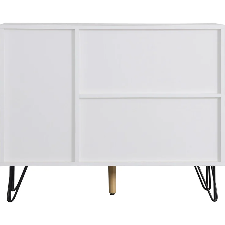 DESVIAE Sideboard Aufbewahrungsschrank mit Schublade, 90x71,5x30 cm, MDF und Spanplatte, Weiß und Holzfarbe – Bild 9