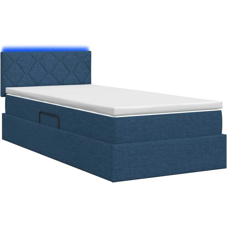 vidaXL LED-Speicherbett mit Matratze Blau 90 x 200 cm Stoff 3459104 – Bild 9
