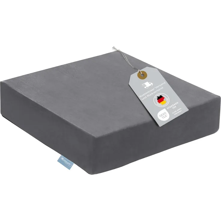XDREAM Sitzkissen Sitzerhöhung, Aufstehkissen, Aufstehhilfe, formstabiles Kissen, softer Mikroplüschbezug, Anti-Rutsch-Unterseite