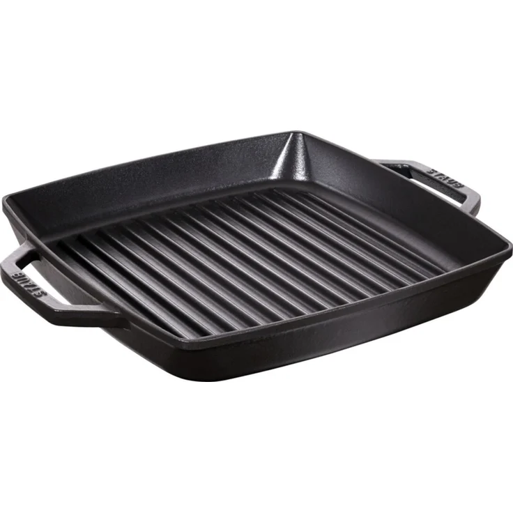 STAUB Gusseisen Grillpfanne mit zwei Griffen, Induktionsgeeignet, Quadratisch, Schwarz, 28 cm – Bild 1
