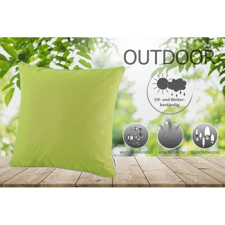 heimtexland ® OUTDOOR Lounge Dekokissen LOTUS EFFEKT wetterfest 45x45 Garten Kissen Outdoorkissen Typ551 dunkelgrau – Bild 2