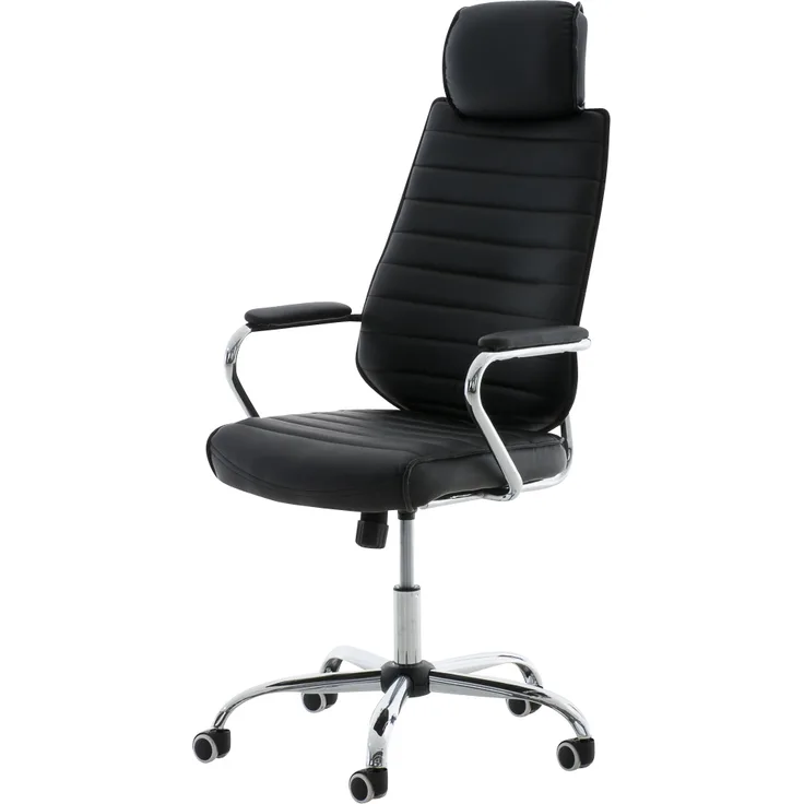 DELUKE® Bürostuhl Ergonomisch FUGOR Schreibtischstuhl mit Rollen Höhenverstellbarer Drehstuhl, Arbeitsstuhl mit Kopfstütze Chefsessel, Computerstuhl 125 kg Schwarz