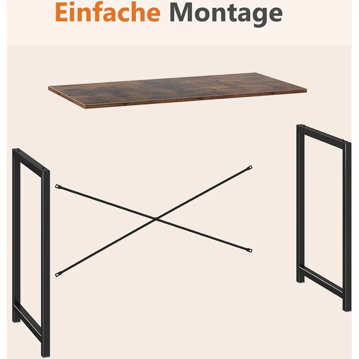 Sweetcrispy Schreibtisch, Kleiner Tisch 80 x 50 x 75.4 cm (31in), Computertisch Metallgestell‌, Bürotisch für Arbeitszimmer, Schlafzimmer, Wohnzimmer, Study Table Desk, Braun – Bild 7