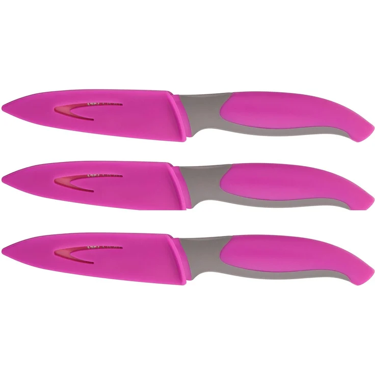 3er Set Küchenmesser mit Klingenschutz pink C4 – Bild 2