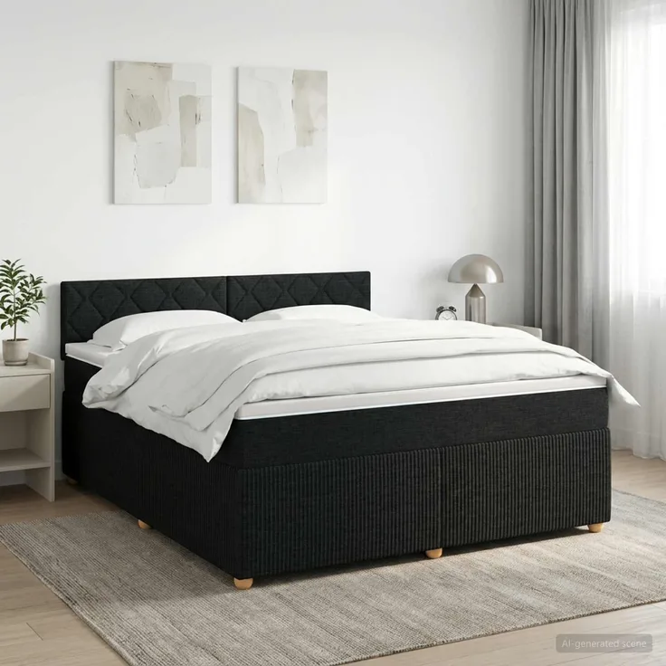 vidaXL Boxspringbett mit Matratze Schwarz 160 x 200 cm Stoff 3451512