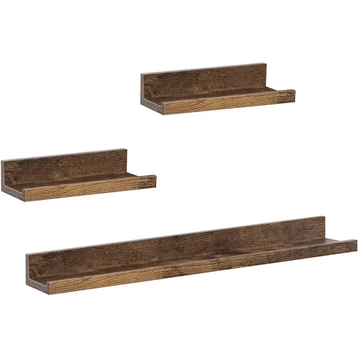 Woltu Wandregal, 3-tlg, Schweberegale Bilderleiste, Vintage Fotohalter Braun