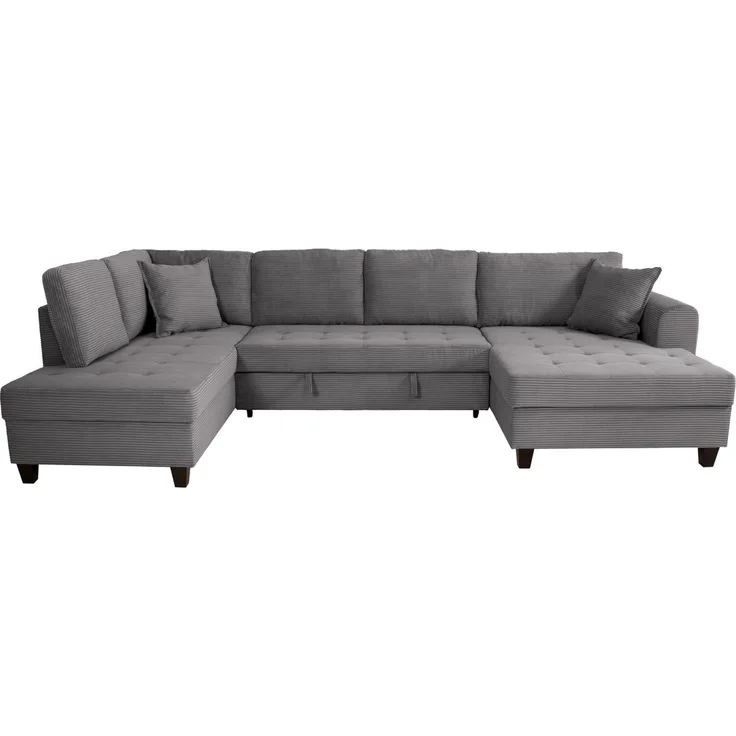 OTTO home Wohnlandschaft Moritz U-Form, B: 324 cm, mit Schlaffunktion, Bettkasten & Zierkissen