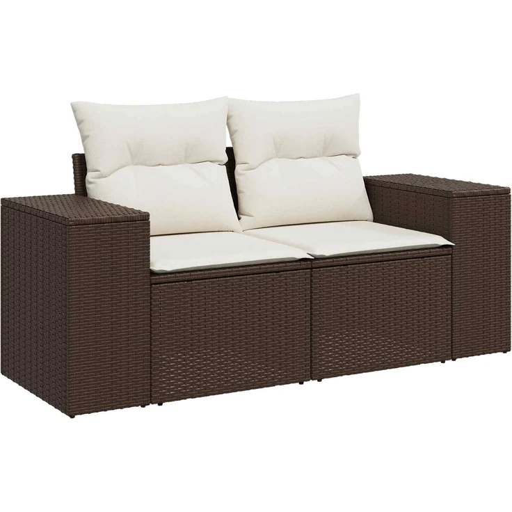 vidaXL Sofa Set 6 stk. Braun und Creme Weiß Polyrattan und Stahl 3447562 – Bild 3