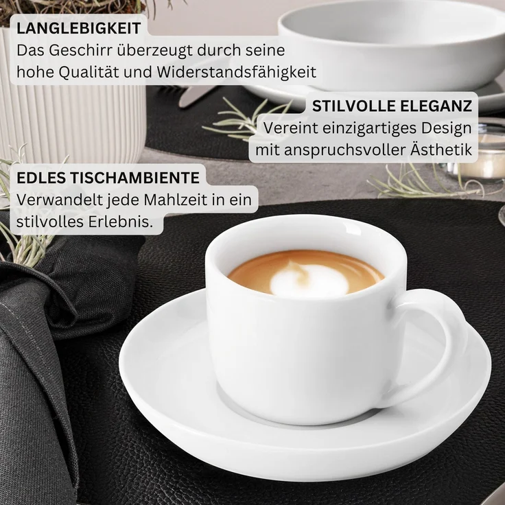 SÄNGER Porzellan Kaffeetassen Set Marlo 12-teilig für 6 Personen – Bild 5