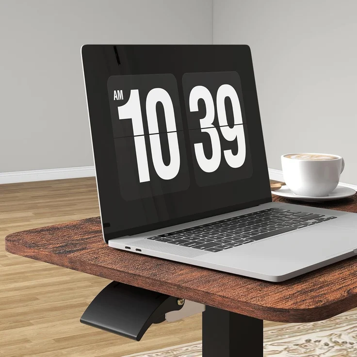 Vinsetto Schreibtisch Höhenverstellbarer Laptoptisch mit Rollen (Computertisch, 1-St, Arbeitstisch), Rustikal-Braun 65 x 48 x 68-108 cm – Bild 9