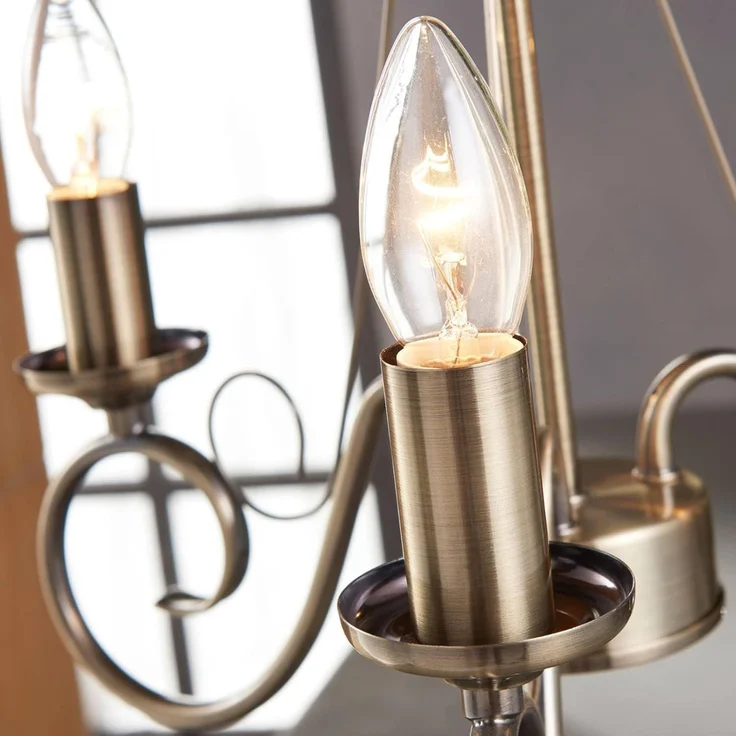 Lindby Kronleuchter Marnia, Metall, Bronze IP20, 3 x 40 W – Bild 5