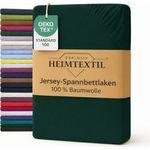 EXKLUSIV HEIMTEXTIL Marke Jersey Spannbettlaken 160 x 200 cm Dunkelgrün 100% Baumwolle Öko - Tex Zertifiziert Bed-Sheet Bettlaken Spannbetttuch Topper Leinentuch
