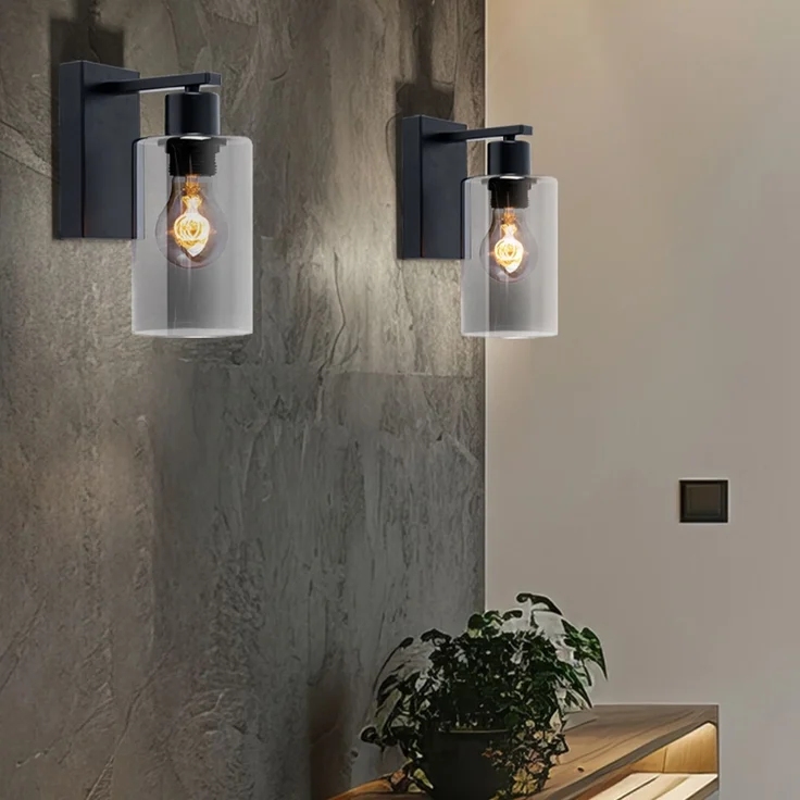 2x Wandstrahler, Glas, rauch, schwarz matt, H 23 cm – Bild 2