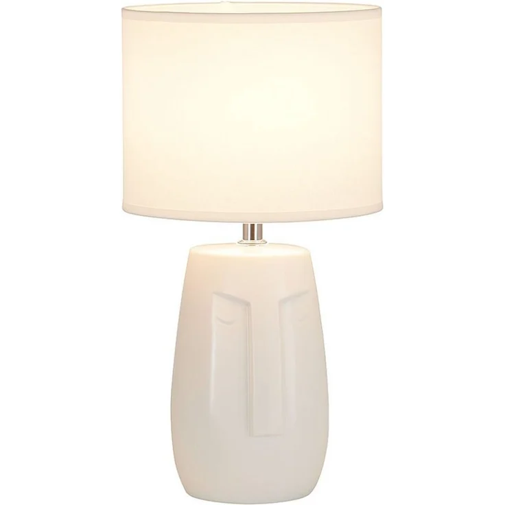FISCHER & HONSEL LED Tischleuchte, Leuchtmittel inklusive, Warmweiß, LED Tischlampe Leseleuchte Keramik Stoff weiß E14 H 39 cm – Bild 1